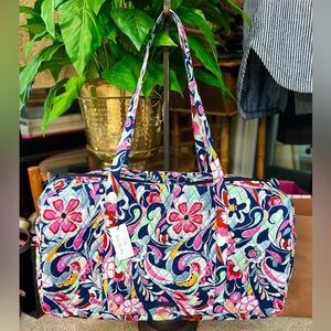 Vera Bradley Large Travel Duffel Mod Paisley Quilted Bag Weekender